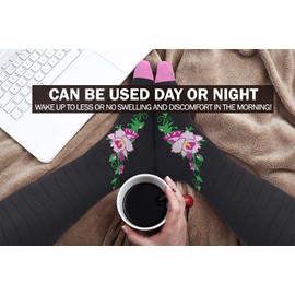 Physix Gear Compression Socks - Best Men & Womens Compression Socks for Circulation, Running, Nurses, Athletic Use Sock Compression, Blood Pressure Socks, Calcetines de, Black/Pink Flower, XXL