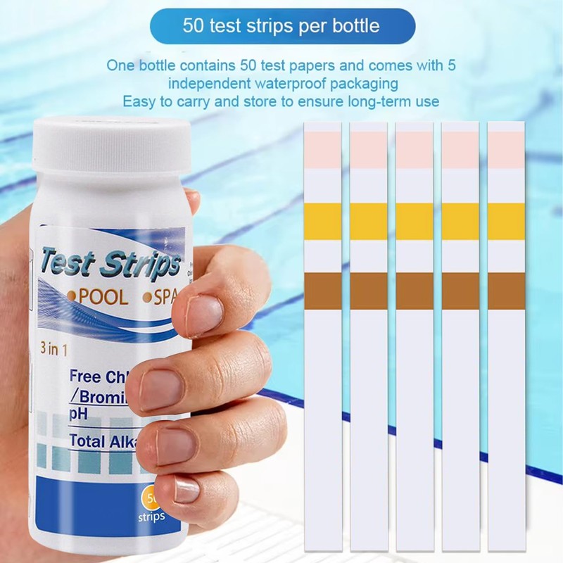 50 Pcs Swimming Pool Clearwater & Hot Tub Test Strips,3