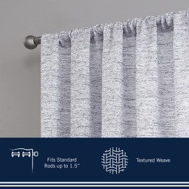 Nautica – Caspian | Extra Wide Light Filtering Textured Curtains Window Treatment Drapes Panel Pair | Set of 2 | Light Filtering Drapes | Measures 54” x 96” | Slate