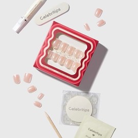 Celebritips Uñas Postizas Decorativas | Uñas Cortas Almendradas, Reutilizables | 16 Tamaños - Kit De 32 Uñas Con Pegamento De Fijación Extrafuerte Y P