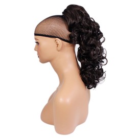 Ponytail Claw Clip - Dark Brown - Curly - 17in / 43cm - 160g - Reversible - Heat Resistant Hair Piece
