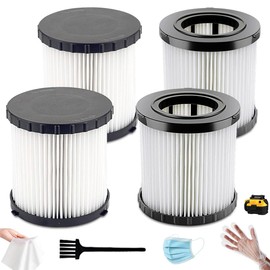 4 Pack DCV5801H HEPA Replacement Filters Compatible with DEWALT DCV580, DCV581H, DCV5801H Wet/Dry Vacuum, Washable & Reusable Vacuum Filter for 20V MAX Cordless Vacuums
