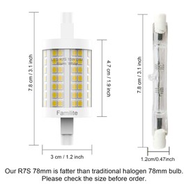 Familite R7S LED Bulb 78MM, 15W Dimmable J78 Flood Light, 150W Halogen T3 Replacement for Torchiere Wall Sconce Work Banker Light, Warm White 3000K, Pack of 4