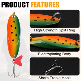 Fishing Spoons Lures Set,5pcs Hard Metal Casting Jigging Spoon Baits with Sharp Treble Hooks Jig Spoons Lure for Saltwater Freshwater Bass Trout Salmon Crappie Walleye Pike (Color A, 3/16oz(5g)_5pcs)