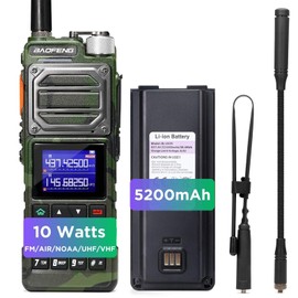 BAOFENG UV-25 10W Dual Band Two Way Radio, Tri-Power Tactical Ham Radio Handheld Walkie Talkie for Adults, UV FM Aviation NOAA Receiver, 5200mAh Battery USB-C Port, 999CH, Chirp Compatible, Camo Green