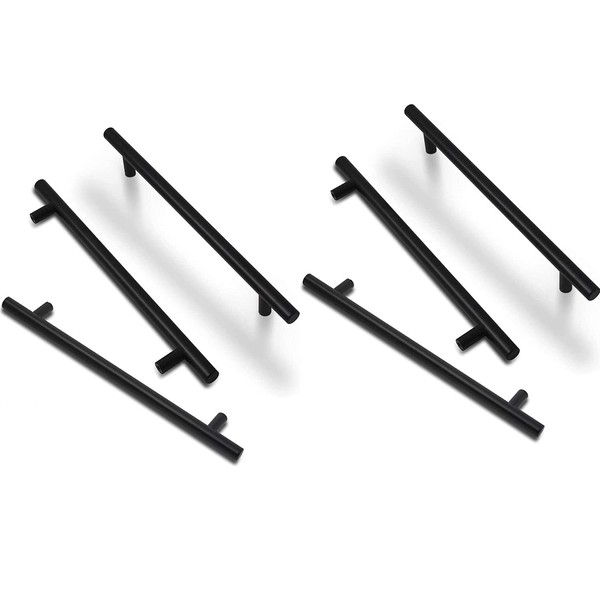ANSIEDIO Kitchen Cupboard Handles Black - 6 Pack Stainless Steel