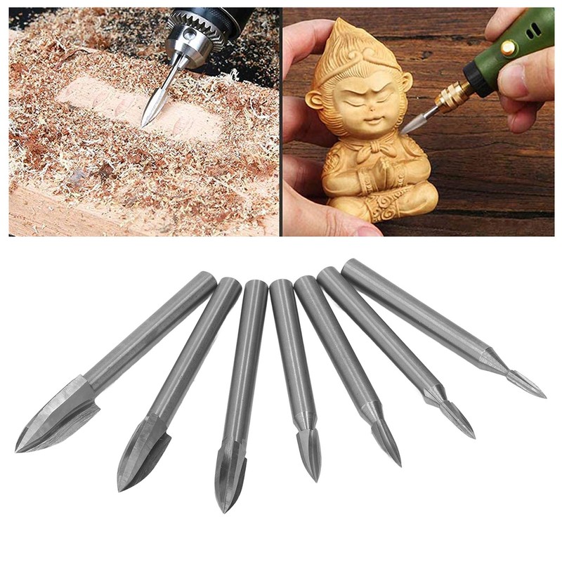 7Pcs Engraving Drill Bit 6mm Shank High Speed Steel Carving