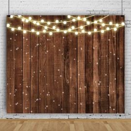 Pnylzzyxh Rustic Wood String Lights - Brown Wood - Vintage Farmhouse Wedding & Party Backdrop - 10x8ft