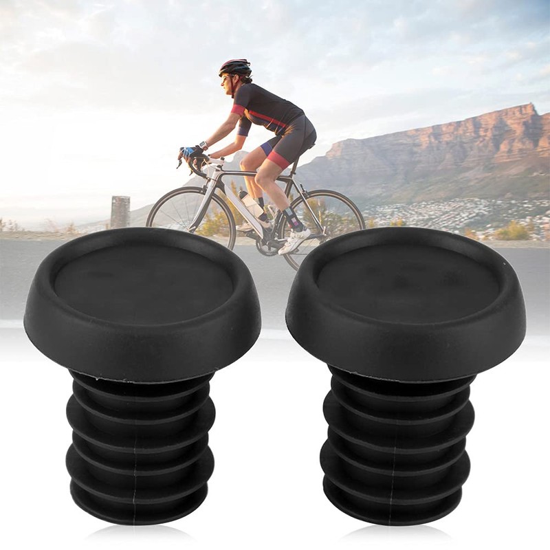 JINDI Bicycle Handlebar End Plugs Rubber 1 Pair Elastic Universal