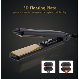 500 Degree Ceramic Dual Voltage Adjustable Temperature 1 inch Flat Iron - 2 in 1 Portable Straightener for Thick Hair