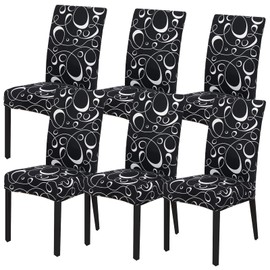 HZDHCLH Chair Covers, Set of 6 Chair Covers, Stretch, Removable, Washable, Dining Room Chair Protective Seat for Hotel, Restaurant, Kitchen, Wedding Party (Elegant/6 Pieces)
