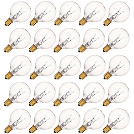 Konictom G40 Replacement Light Bulbs 5W Clear Globe Bulb fits E12 C7 Candelabra Screw Base Sockets, 1.5 Inch Dimmable Light Bulbs for Indoor Outdoor Patio Decor, Pack of 25