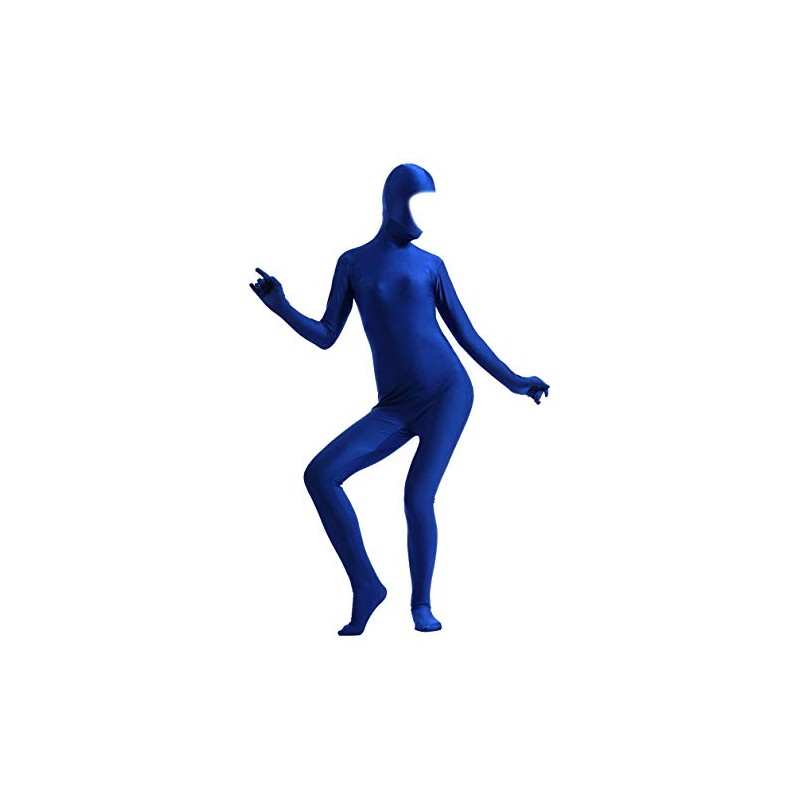 Gaoin Face Open Zentai Spandex Bodysuit (Medium, Blue)