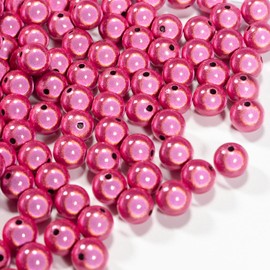 Pack of 90 3D Illusion Miracle Beads, 12 mm Wonder Beads, Embroidery, Acrylic Beads for Jewellery Making, Pretty Under Light, DIY Making Bracelets and Necklaces (Rose Red)