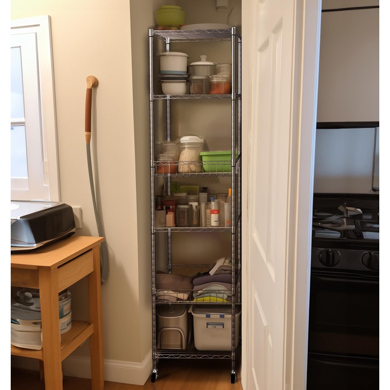 Finnhomy Heavy Duty 6 Tier Wire Shelving Unit with Wheels