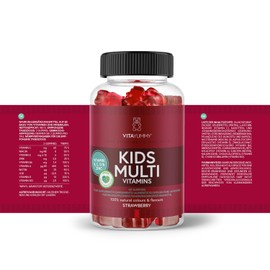 VITAYUMMY Children's Multivitamin Vegan Vitamins Gummy Bears Strawberry Flavour - Immune System Strengthens Children - High Dose Vitamin A C D E & B12 - Allergen-Free & Gelatine Free - 60 Vitamin Gummies 1 Month