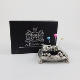 Seven Secrets Sleeping Cat Design Solid English Pewter Miniature Pin Cushion | Silver Colour | 8640