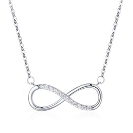 RGEVGER Silver Infinity Necklace, Sparkling Infinity Necklace, Exquisite Design Silver Plated Jewellery, Eternity Pendant Necklaces with Cubic Zirconia, for Valentine's Day Gift Friend Birthday Gift