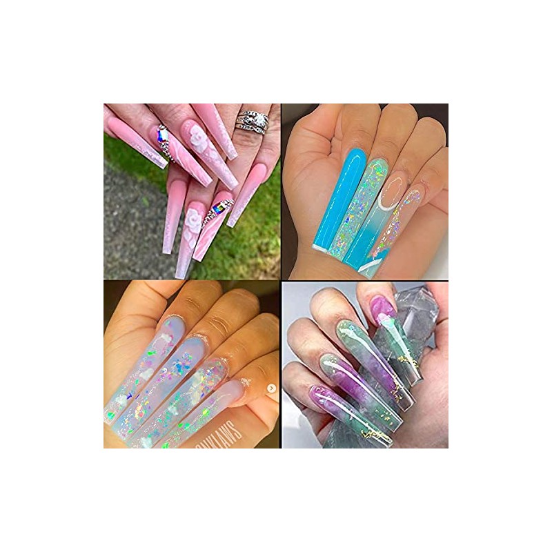 500 puntas de uñas postizas transparentes extra largas en forma