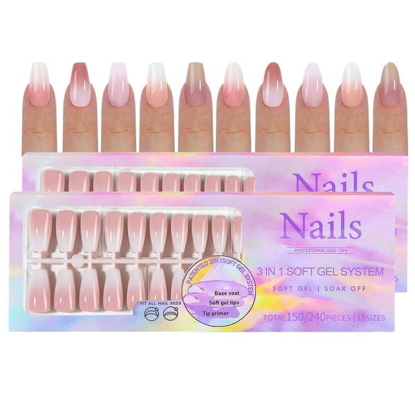 Joyeee Fake Nails, 300 Stück Press on Nails, 5 Farben