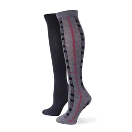 No Nonsense Women's 2 Pack Tube Tall Athletic Long Socks for Uniform Knee High Stockings, Asst 4: Plaid/Grey, One Size