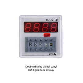 Electronic Counter,Dh48J-A 24V Dc,Digital Preset Counter,Electronic Preset,Industrial Supplies Dh48JA Digital Counter Delay Time Relay Led Display 1‑999900 11‑Pin 24V Ac Dc(24VAC/DC)
