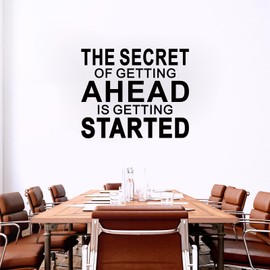 Motivational Quotes Wall Stickers for Office: Gym Inspirational Positive Vinyl Art Wall Decals for Bedroom Classroom School - The Secret of Getting Ahead 18" X 15"