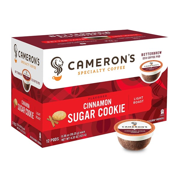Cameron's Coffee Single Serve Pods, Flavored, Cinnamon Sugar Cookie, 12 Count (Pack of 6)