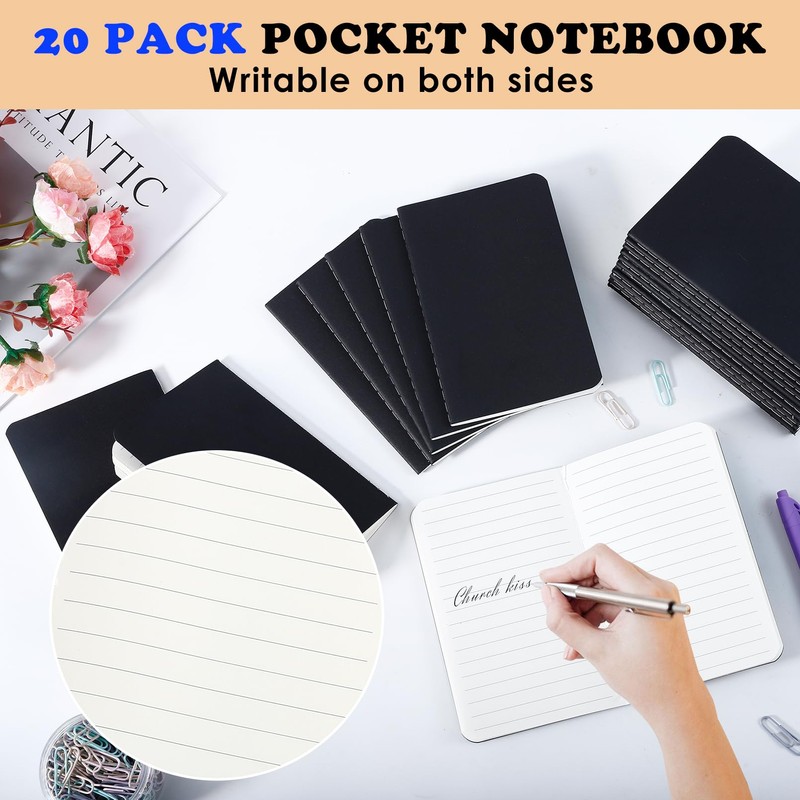 Xvvirnt 20 Pcs Pocket Notebook, 3.5 x 5.5 Inches Mini