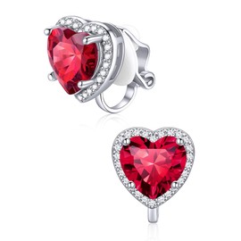 ChicSilver Ruby Earrings for Women 925 sterling Silver July Birthstone Earrings Sparkling Cubic Zirconia Clip On Earrings