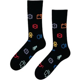 TODO Colours Funny Socks with Motif - Multicoloured, Colourful, Crazy for the Joy of Life, Car Socks - Indicator Lights, 39 - 42