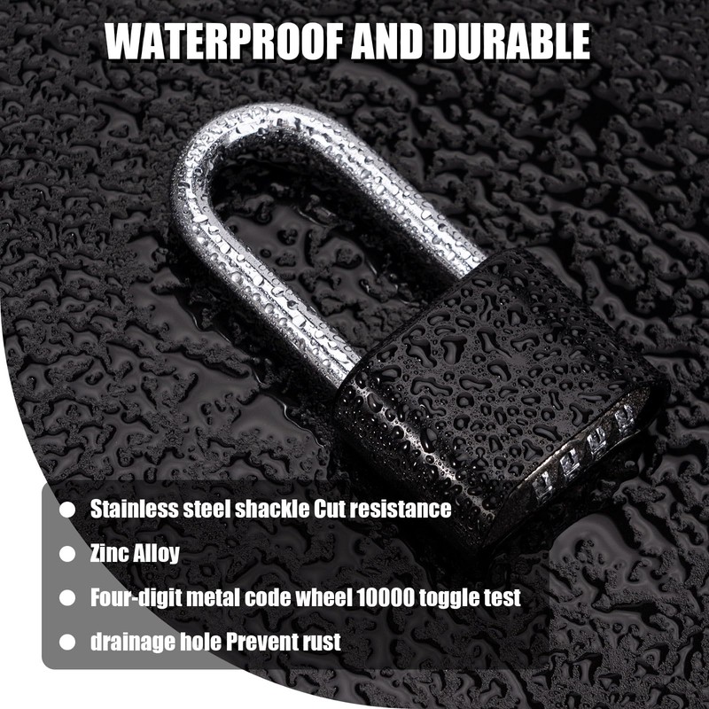 Heavy Duty Combination Padlock Weatherproof Outdoor Padlocks Long Shackle Code