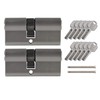 2x Profile Cylinder 65 mm 30/35 Keyed Alike Emergency and