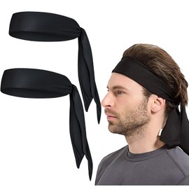 Bkemkri Pack of 2 Headbands, Men's Sweatband, Headband, Sports Headband, Sports Headband, Sports, Headband, Sport, Headband, Sports, Running, Tennis, Fitness, Antiperspirant, Yoga, Headbands for Men