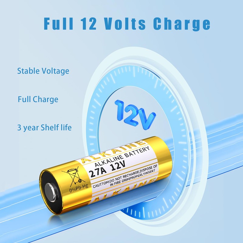 HoootCell A27 Battery, 27A 12V Alkaline Batteries Long-Lasting 12 Volt