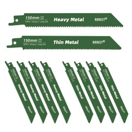 RRRST 10-Piece 150 mm Reciprocating Saw Blade Metal Set, 5-Piece 14TPI Suitable for Heavy Metal Cutting, 5-Piece 18TPI Suitable for Thin Metal Cutting, Simple and Durable