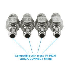 RIDGE WASHER Pressure Washer Nozzle, Stainless Steel Soft Wash Nozzle kit, 4 Way Tip Holder, 1/4" Quick Connect