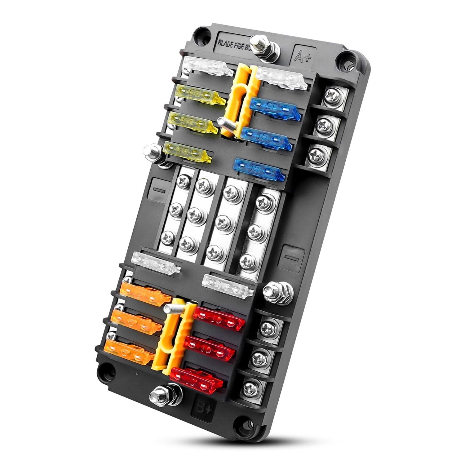 QAGGUM 16 Way Fuse Box 12 Circuit Fuse Holder, Blade Fuse Block DC SUB ...