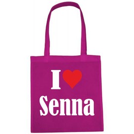Reifen-Markt Tasche I Love Senna Größe 38x42 Farbe Pink Druck Weiss