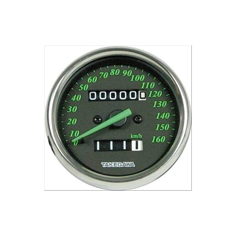 Special Parts Takekawa 05-05-0090 Black & Green Speedometer 6V/12V Universal
