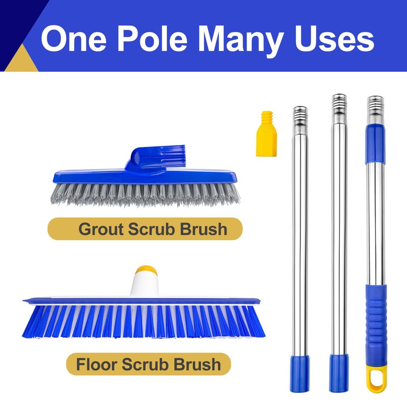ITTAHO 12" Wide Floor Scrub and Grout Brush Set With