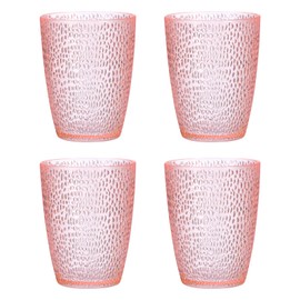 sourcing map 10oz Acrylic Drinking Glasses, 4Pcs Plastic Reusable Tumblers Drinkware Unbreakable Water Glasses Cup Stackable & Dishwasher Safe for Home Outdoors Restaurant, Pink