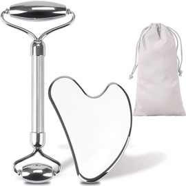 Juego de 3 Gua Sha Facial, Guasha Acero inoxidable, Herramientas de Belleza Washa para Lifting Facial, Mandibula