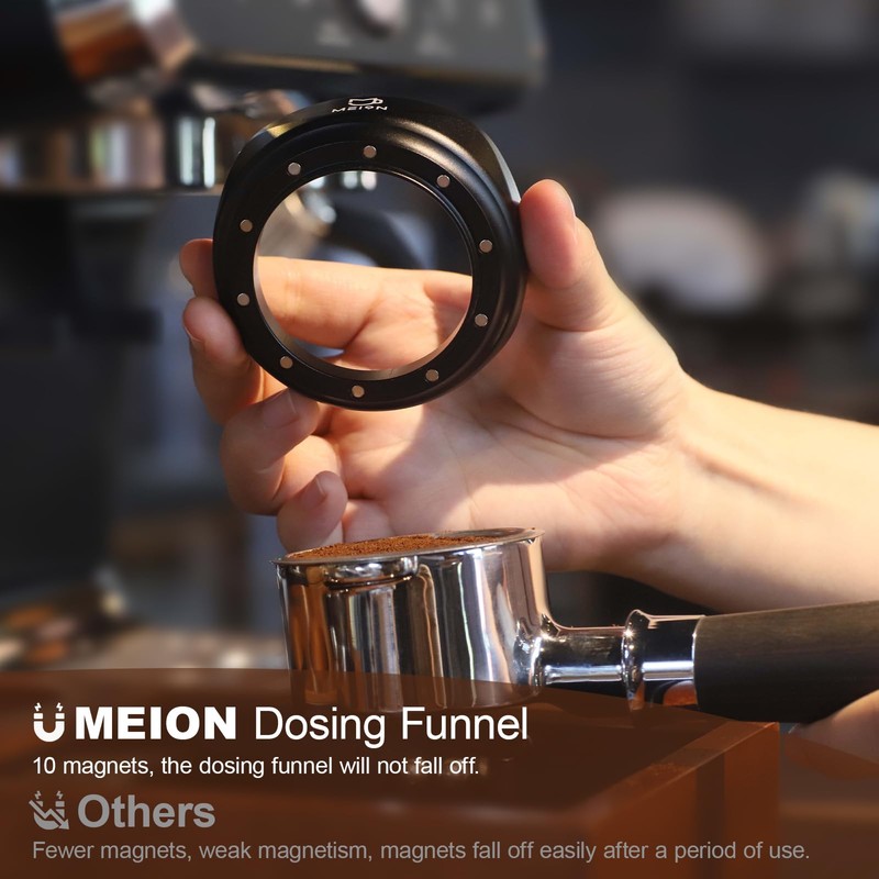 MEION 58mm Dosing Funnel, Magnetic Espresso Dosing Funnel Coffee Funnel