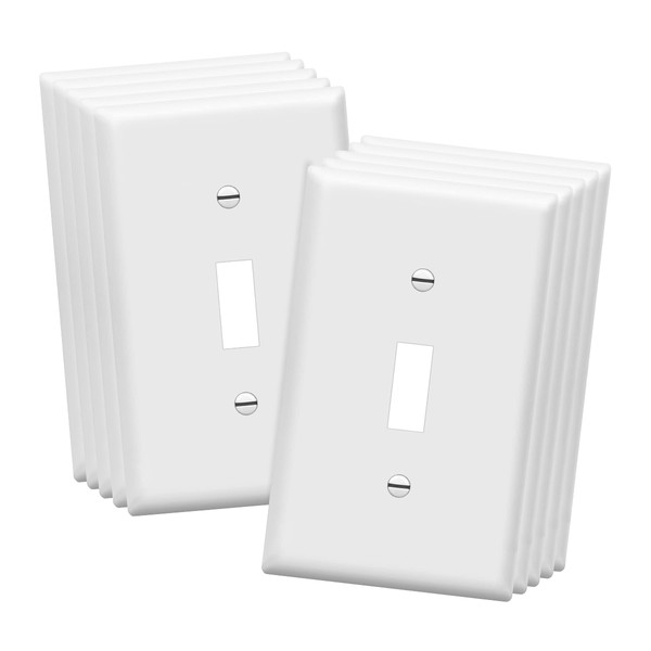 ENERLITES Light Switch Cover Plate, Toggle Wall Plate Cover, Size 1-Gang 4.50" x 2.76", Unbreakable Polycarbonate Thermoplastic, 8811-W-10PCS, White (10 Pack)