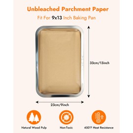YQL 9x13 Inch 150PCS Unbleached Parchment Paper, Disposable Pre-cut Parchment Paper Sheets, Non Toxic Rectangular Air Fryer Liners for Baking Cookies, Air Fryer, Steaming Bread and More