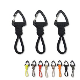solunaterra Paracord Lanyard Carabiner Small Triangle Camping Outdoor Keychain (typeA, Black, S)