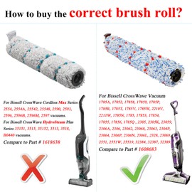 Lemige 2 Pack Multi-Surface Brush Roll 1868 + 2 Pack Vacuum Filter 1866 for Bissell CrossWave Vacuum Cleaner, Compare to Part 1608683, 160-8683, 1608684