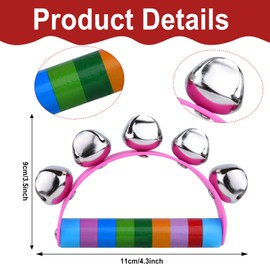 MIAHART 6 Pieces Christmas Hand Jingle Bells Wooden Hand Sleigh Bells Jingle Shaker Bells Handhold Bell Rattles Musical Bell Instruments for Kids Handheld Bells Holiday Christmas Décor