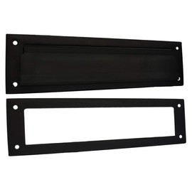 QCAA Solid Brass Mail Slot, with Solid Brass Interior Frame, 13" x 3.625", Matte Black, 1 Pack, Made in Taiwan